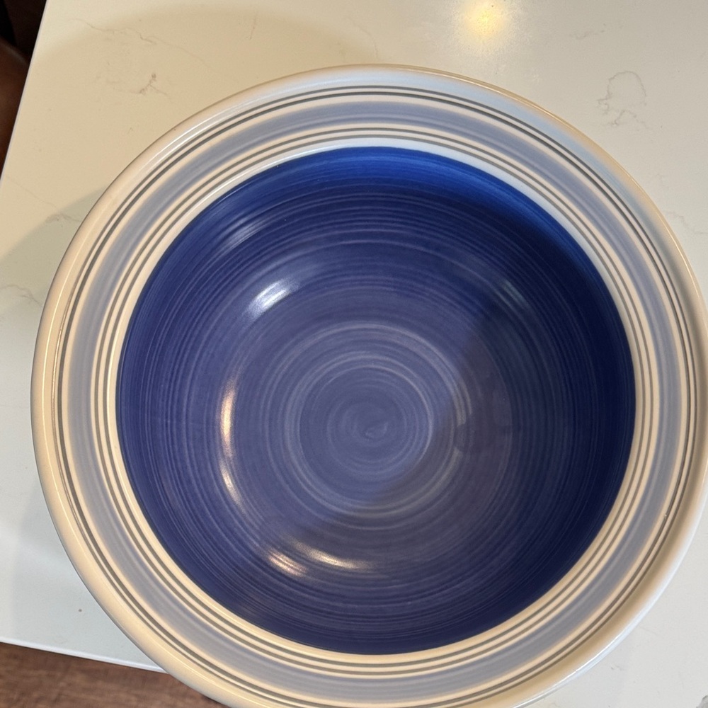 Pfaltzgraff Blue and White Striped Bowl-Preowned